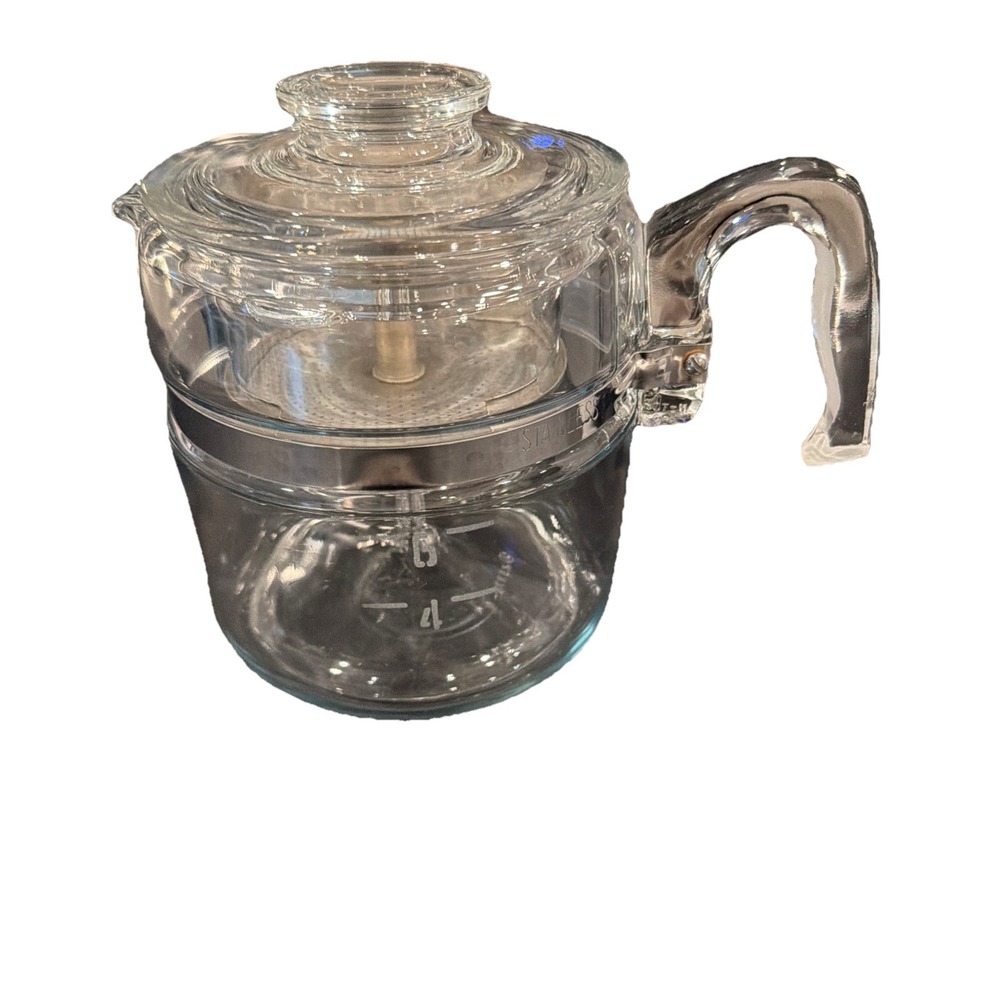 Vtg MCM Pyrex Flameware 7756-B Glass Percolator 6 Cup Coffee Pot - Complete EUC